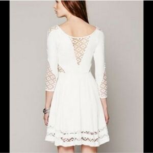 Free People To the Point Dress Snow Cut Out Lace White Seductive Bohemian Summer
